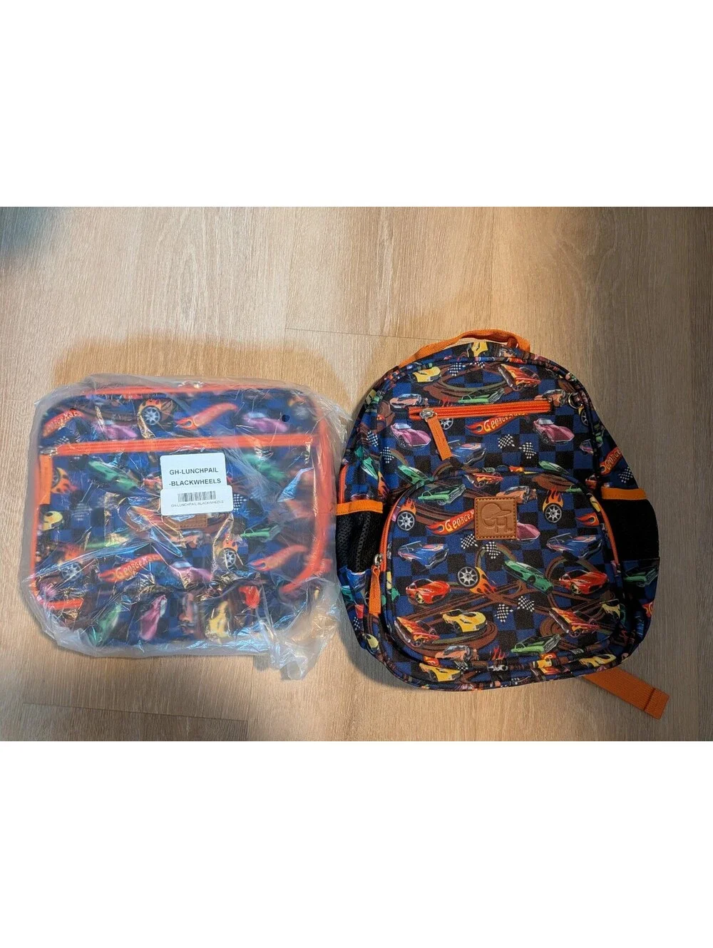 George Hats Hot Wheels Backpack & Lunch Box / LunchpailSet | New
